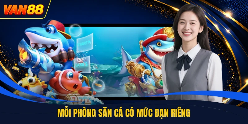 Mỗi phòng săn cá có mức đạn riêng